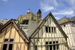 Medieval buildings, Mont Saint-Michel, Normandy, France, Europe