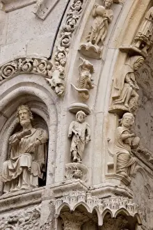Chartres Prints: Medieval carvings of signs of the Zodiac including Capricorn and Aquarius