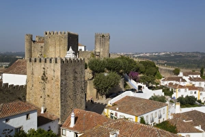 Traditionally Portuguese Prints: Medieval Castle, Obidos, Portugal, Europe