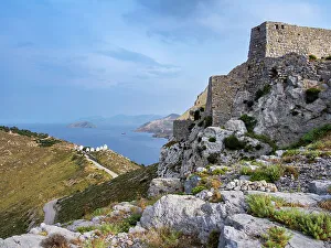 Windmills Prints: Medieval Castle and Windmills of Pandeli