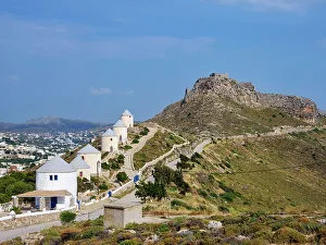 Windmills Prints: Medieval Castle and Windmills of Pandeli
