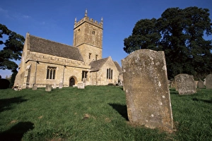 Church Yard Prints: Medieval church of St. Eadburgha outside Broadway, The Cotswolds, Hereford & Worcester