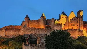 City Walls Prints: Medieval citadel, Carcassonne, a hilltop town in southern France