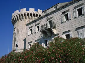 Korcula Prints: Medieval fortress showing Venetian influence in the building, at Korcula, Croatia, Europe