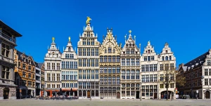 Flanders Prints: Medieval guild houses on Grote Markt, Antwerp, Flanders, Belgium, Europe