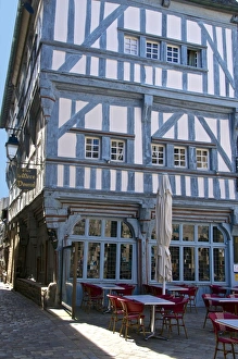 Timbered Prints: Medieval half timbered house, Dinan, Brittany, France, Europe