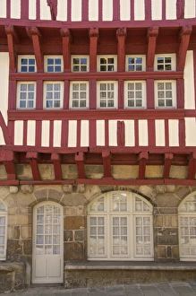 Timbered Prints: Medieval half timbered house, Merciers Square, Dinan, Brittany, France, Europe