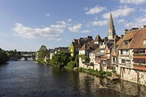 Centre Prints: Medieval houses by the River Creuse, Argenton-sur-Creuse, Indre, Centre, France, Europe