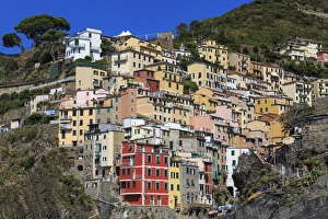 Cinque Terre Prints: Medieval houses in steep ravine, Riomaggiore, Cinque Terre, UNESCO World Heritage Site