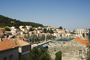 Korcula Prints: Medieval Old Town area on seafront, Korcula Island, Dalmatia Coast, Croatia, Europe