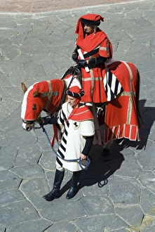 Costumes Prints: Medieval parade of Giostra del Saracino, Arezzo, Tuscany, Italy, Europe