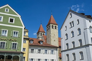 Regensburg Prints: Medieval patrician houses and towers in Regensburg, UNESCO World Heritage Site, Bavaria