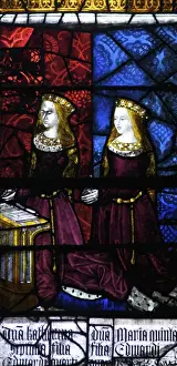 Multi Coloured Prints: Medieval stained glass depicting Elizabeth of York and Cecily