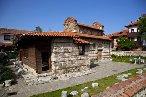 Bulgarian Prints: Medieval stone and wooden Church of St. Stephen (Sveti Stefan) (New Metropolitan Church)