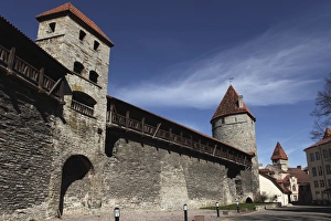 Medieval towers and city walls in the Old Town of Tallinn, UNESCO World Heritage Site, Estonia, Europe