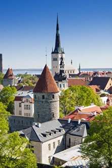 Estonia Prints: Medieval town walls and spire of St