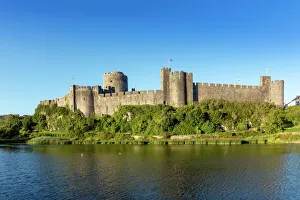 Flowing Water Gallery: Medieval walls of Pembroke Castle (Castell Penfro), birthplace of King Henry VII of