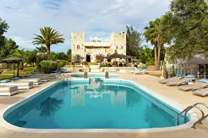 Oasis Prints: Out of Medina riad (hotel) swimming pool and building