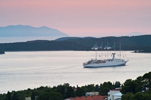 Cruising Prints: Mediterranean cruise ship at sunset