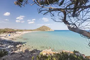 Cagliari Prints: Mediterranean vegetation frames the bay and the turquoise sea of Cala Monte Turno