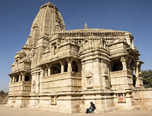 Stone Wall Prints: Meera Jain Temple, Chittorgarh (Fort), Chittor, Rajasthan, India, Asia