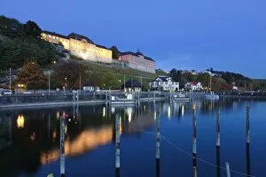 Wooden Post Gallery: Meersburg port, New Castle (Neues Schloss) and state vineyards, Lake Constance (Bodensee)