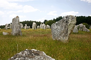 Morbihan Prints: Megalithic stones alignments de Kremario, Carnac, Morbihan, Brittany, France, Europe
