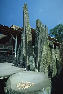 Megaliths at Bena, a traditional Ngada village near Bajawa in central Flores