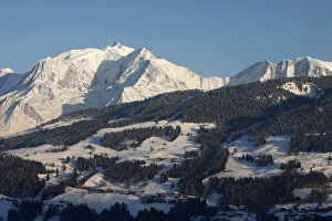 Mountain Peak Prints: Megeve ski slopes, Mont-Blanc mountain range