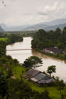 Laos Prints: Mekong River seen from Phu Kham cave, Vang Vieng, Laos, Indochina, Southeast Asia, Asia