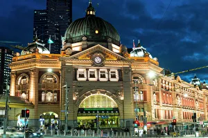 Railroad Station Prints: Melbournes icon Flinders Street Station. Melbourne, Victoria, Australia, Pacific