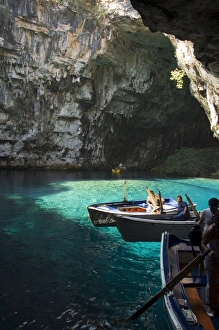 Cephalonia Prints: Melisani Lake in cave where roof collapsed in an earthquake