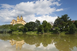 Wachau Prints: Melk Abbey reflected in the River Danube, Wachau, Lower Austria, Austria, Europe