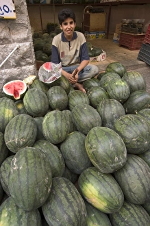 Amman Prints: Melons in the fruit and vegetable market