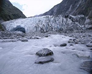 Glacier Prints: Melt water and glacial rock terrain at glacier terminus
