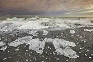 Jokulsarlon Prints: Melting glacial ice, carved from the Vatnajokull icecap, on the beach at Jokulsarlon