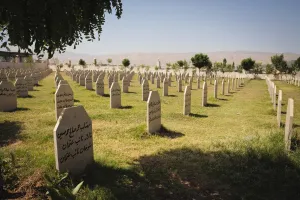 Memorial cemetery to the victims of Saddam Hussein's chemical gas attack on the Kurdish town of Halabja, Iraq, Middle East Memorial cemetery to the victims of Saddam Hussein's chemical gas attack on the Kurdish town of Halabja, Iraq, Middle East