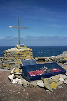 Images Dated 25th February 2008: Memorial to the HMS Sheffield hit offshore by Exocet missile in May 1982