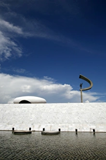 Brasilia Prints: Memorial JK with the statue of Juscelino Kubitschek