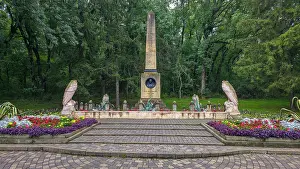 Sculptures Prints: Memorial marking the duel site of Mikhail Lermontov in Pyatigorsk, Stavropol Krai, Russia