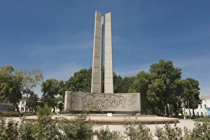 Tajikistan Prints: Memorial monument, Khojand, Tajikistan, Central Asia, Asia