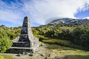 Images Dated 3rd April 2011: Memorial on the bottom of Mount Taranaki, North Island, New Zealand, Pacific