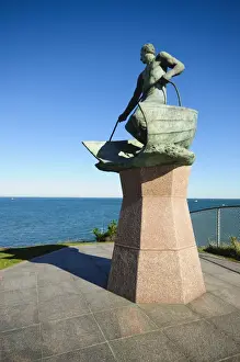 Long Island Prints: Memorial statue to all those lost at sea, Montauk Point Lighthouse, Montauk