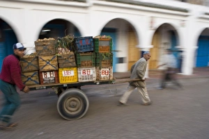 Pulling Prints: Two men with cart of vegetables