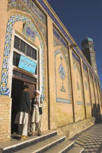 Talk Prints: Men talking outside the Friday Mosque or Masjet-eJam, Herat, Herat Province