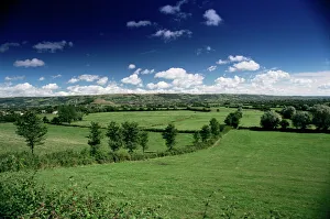The Mendip Hills from Wedmore, Somerset, England, United Kingdom, Europe