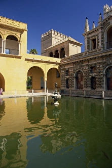 Alcazar Prints: Mercurys Pool in the gardens of the Reales Alcazares
