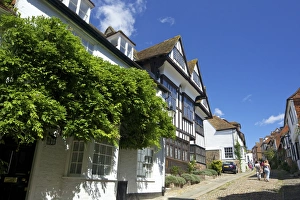 Mermaid Street in summer sunshine, Rye, East Sussex, England, United Kingdom, Europe