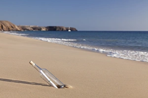 One Object Prints: Message in a bottle, Playa Papagayo beach, near Playa Blanca, Lanzarote, Canary Islands