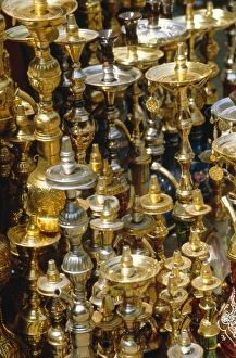 Brass Prints: Metalware for sale in the souk (bazaar), Cairo, Egypt, North Africa, Africa